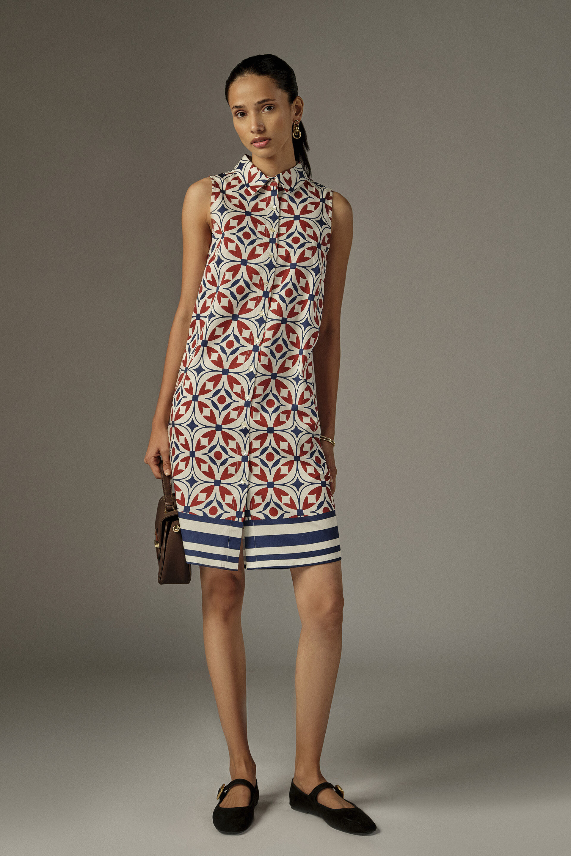 Maelys Printed Modal Dress, Maroon, image 3